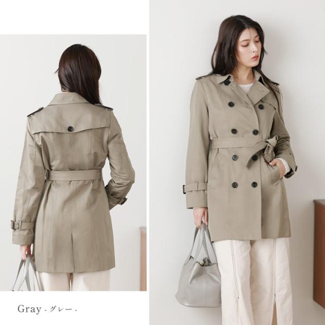 トレンチコート 定番 レディース 弱撥水 グレー