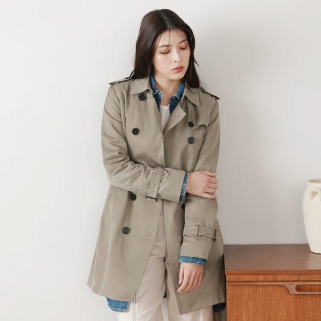 トレンチコート 定番 レディース 弱撥水 薄手コート