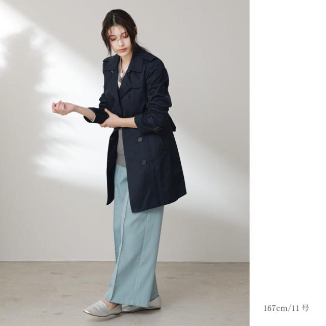 トレンチコート 定番 レディース 弱撥水 ネイビー