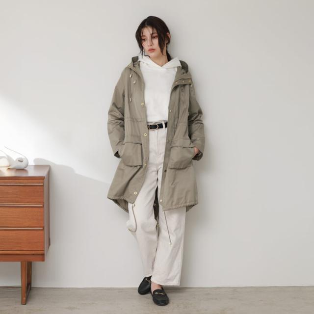 モッズコート レディース ロング ゴールド金具 ベージュ グレー