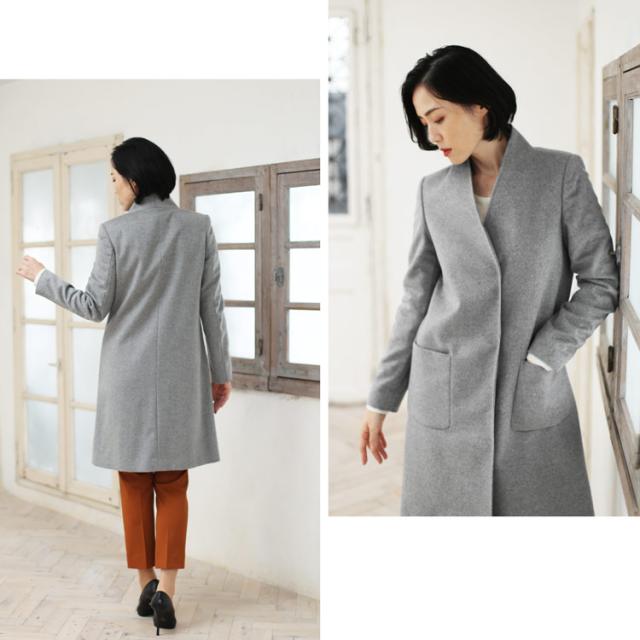 ライトグレーカシミヤコート