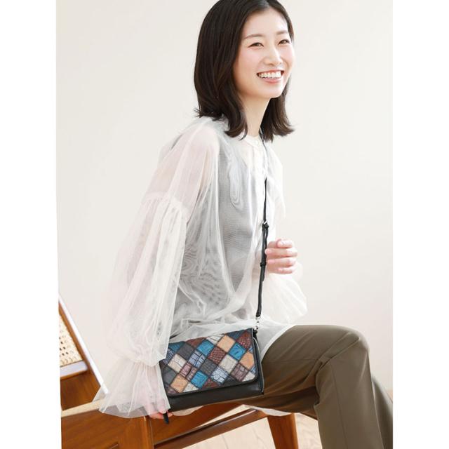 ステッチワーク クロコダイル 2WAY バッグ ショルダー ポシェット
