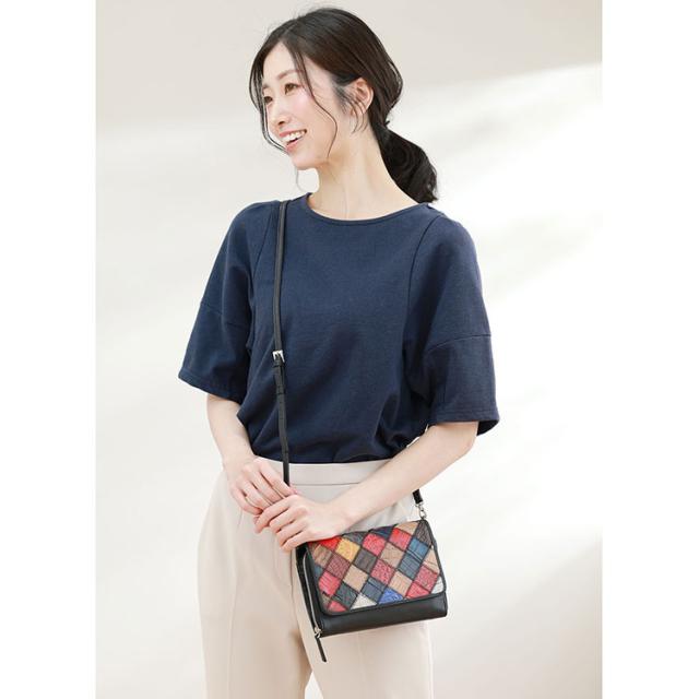 ステッチワーク クロコダイル 2WAY バッグ ショルダー ポシェット