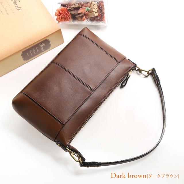 本革 ショルダーバッグ レディース 2WAY 日本製 ダークブラウン