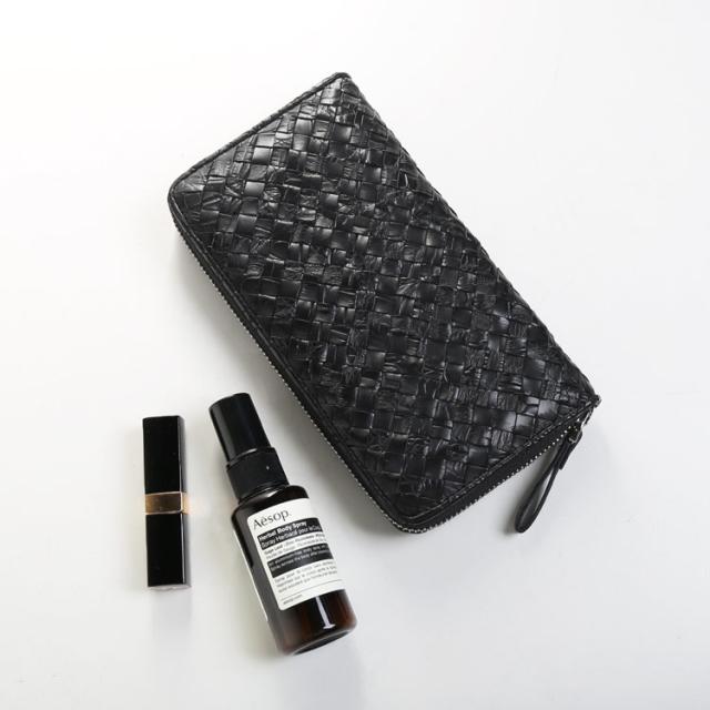 クロコダイル メッシュ ラウンドファスナー 長財布