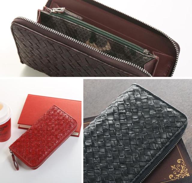 クロコダイル メッシュ ラウンドファスナー 長財布