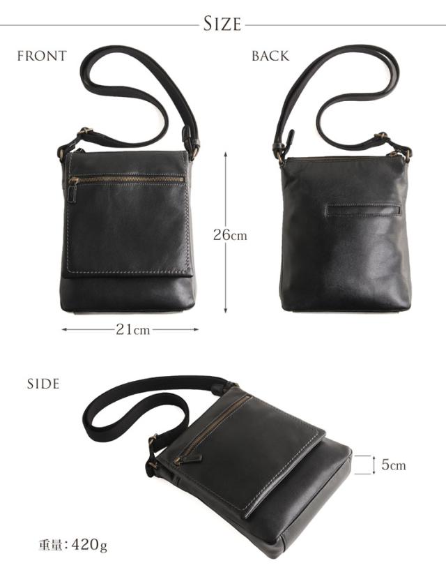 Jamale 日本製 ジャマレ 牛革 防水 加工 ショルダーバッグ メンズ 雨 撥水