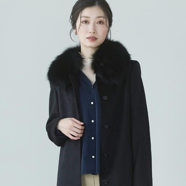 カシミヤロングコート 黒 ブラック