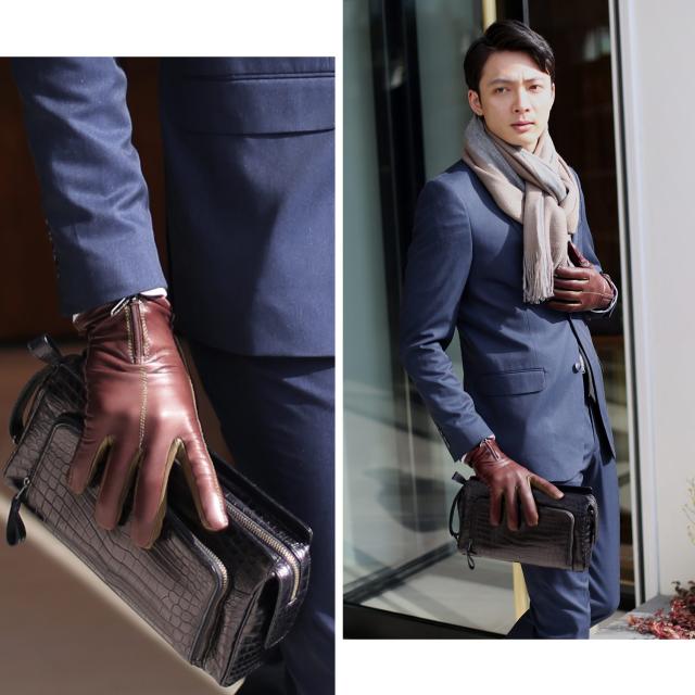 スマホ対応 手袋 革 メンズ ビジネス スーツ