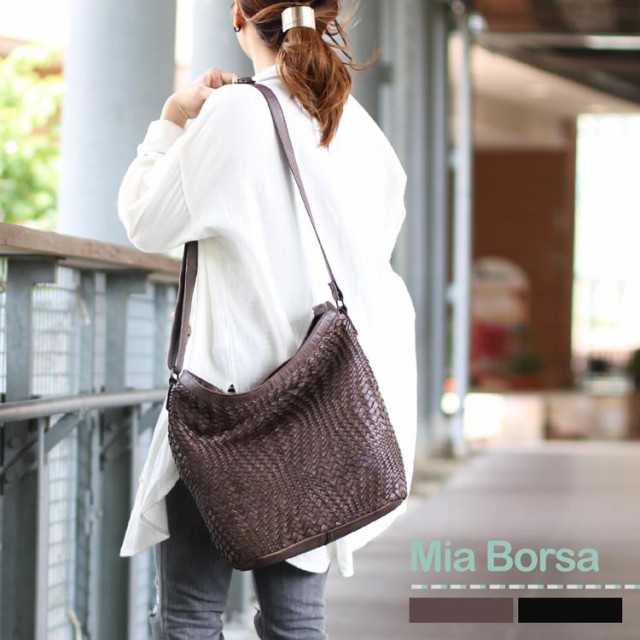 本革 メッシュバッグ ショルダーバッグ レディース Mia Borsa ブランド