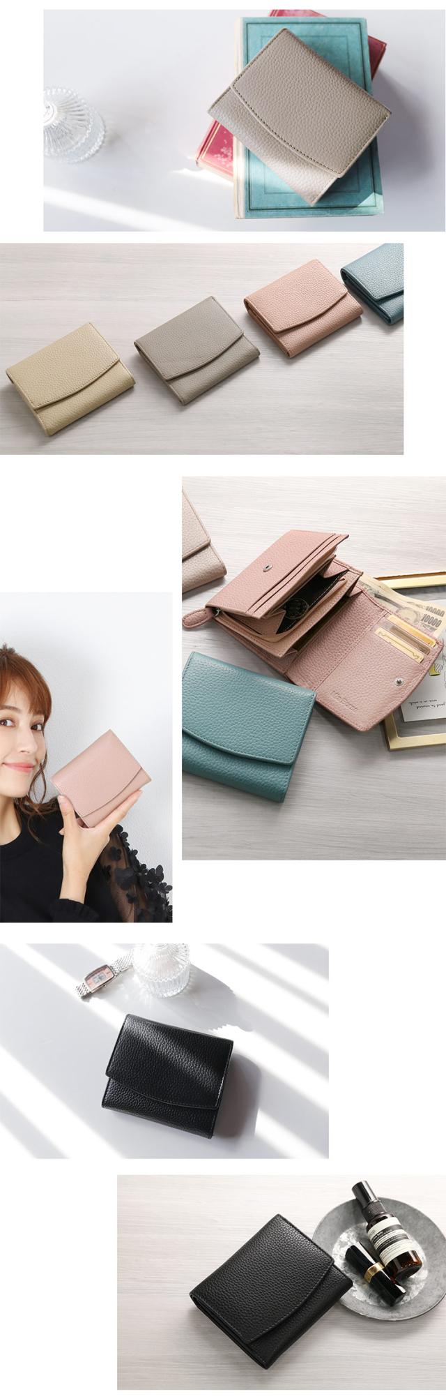 人気の グレージュ レザー財布 レディース