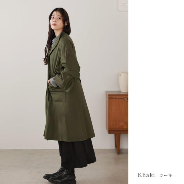 中綿ライナー付き コート レディース 春コート アウター カーキ