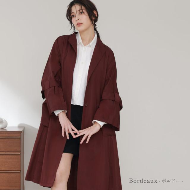 中綿ライナー付き コート レディース 春コート アウター ボルドー