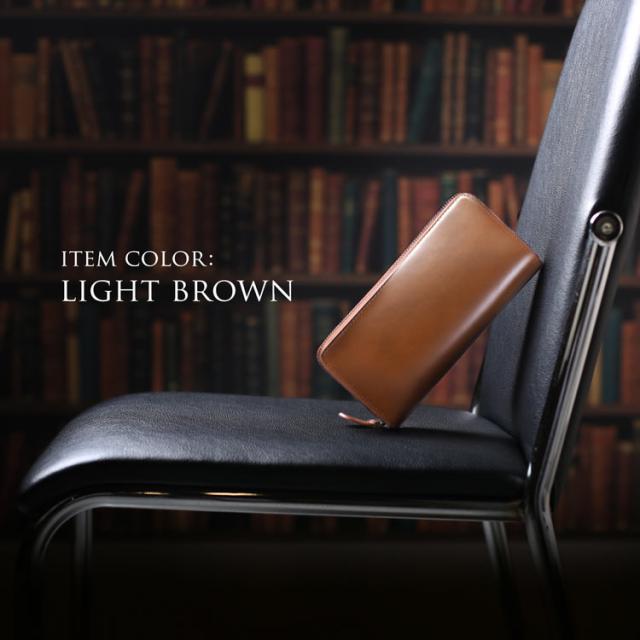 doob London コードバン 長財布 メンズ ラウンド ファスナー 本革 ライトブラウン