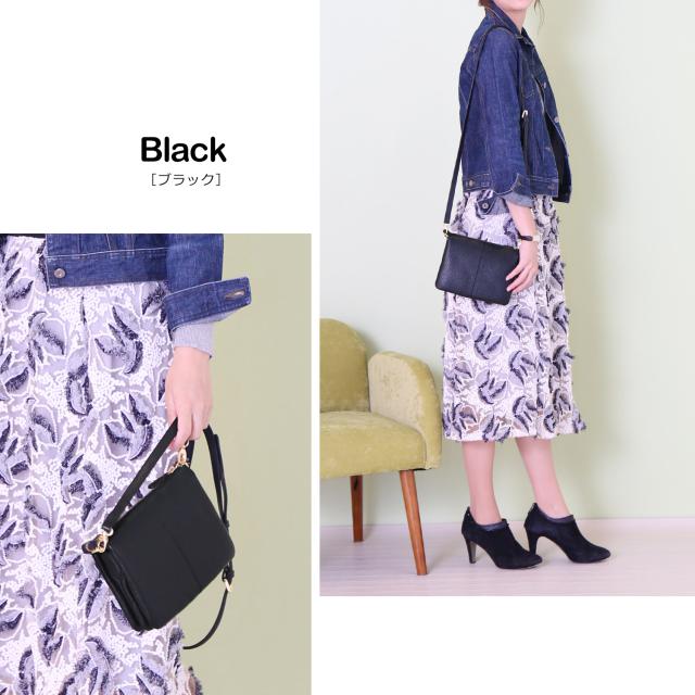 ブラック ショルダーバッグ 牛革 レザー