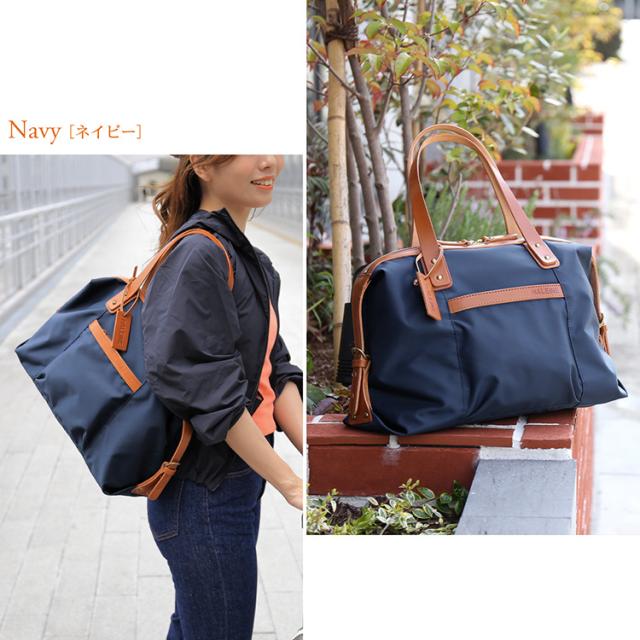 HALEINE ナイロン 栃木レザー ミニ ボストンバッグ 大容量 マザーズバッグ