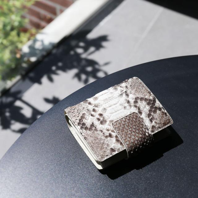 ダイヤモンド パイソン 2つ折り 折り財布 ナチュラル