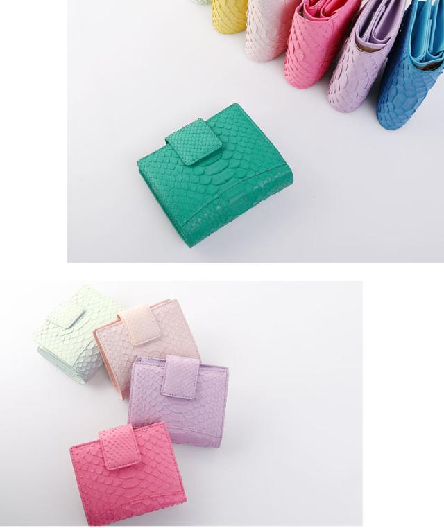 ダイヤモンド パイソン 2つ折り 折り財布 イエロー ピンク