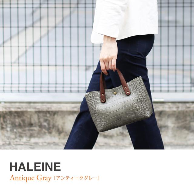 HALEINE クロコダイル 型押し 牛革 2WAY ミニ ショルダー バッグ