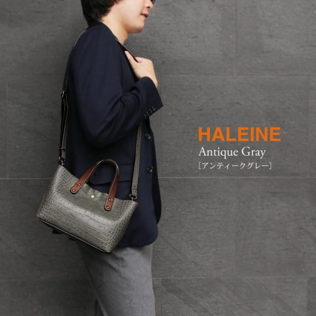 HALEINE クロコダイル 型押し 牛革 2WAY ミニ ショルダー バッグ