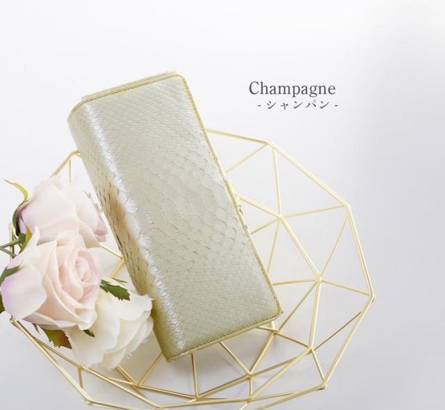 ダイヤモンドパイソン レディース財布 シャンパン ホワイト
