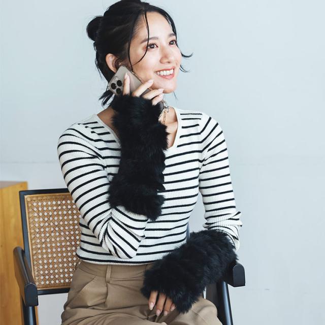 ラビット ファー アーム ウォーマー レディース