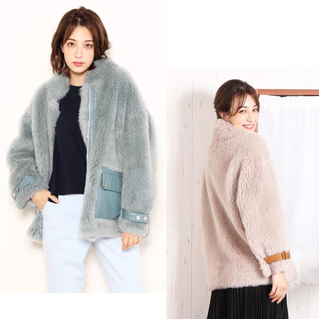ムートン風 ウール ボア ブルゾン ジャケット