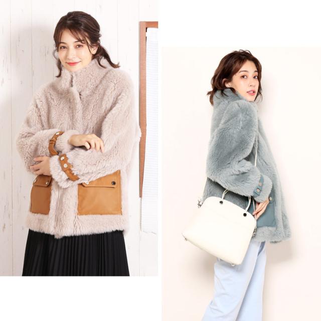 ムートン風 ウール ボア ブルゾン ジャケット