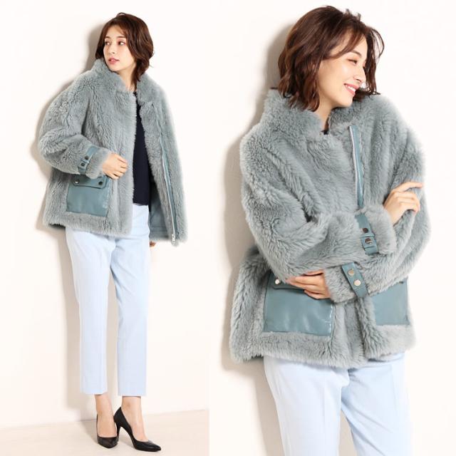 ムートン風 ウール ボア ブルゾン ジャケット