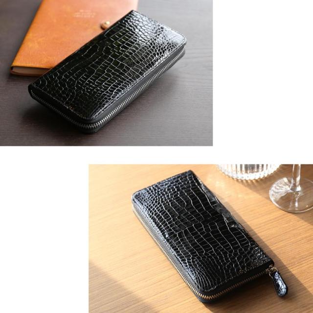 スモールクロコダイルポロサス長財布内側パイソン 