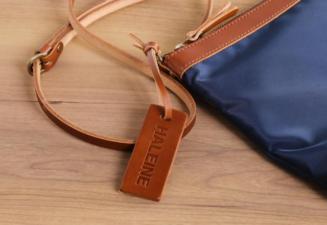 HALEINE 日本製 ナイロン 栃木レザー サコッシュ 横型 メンズ ショルダー バッグ