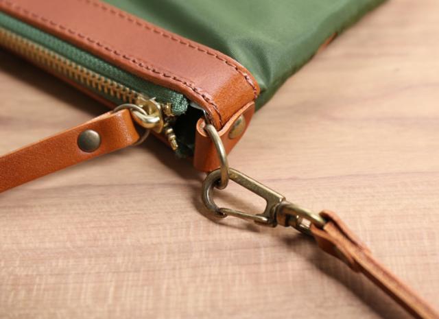 HALEINE 日本製 ナイロン 栃木レザー サコッシュ 横型 メンズ ショルダー バッグ