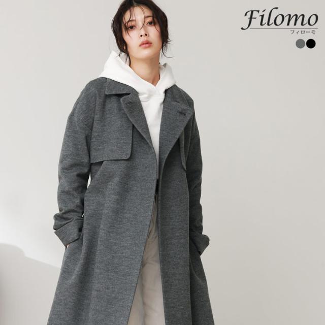 日本製 ジャージニット ビッグシルエット コート テーラード 40代 50代