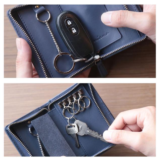 牛革 キーケース 財布 スマートキー 一体型