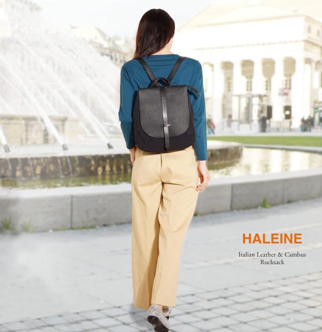 イタリア 牛革 ファブリック リュック ブラック