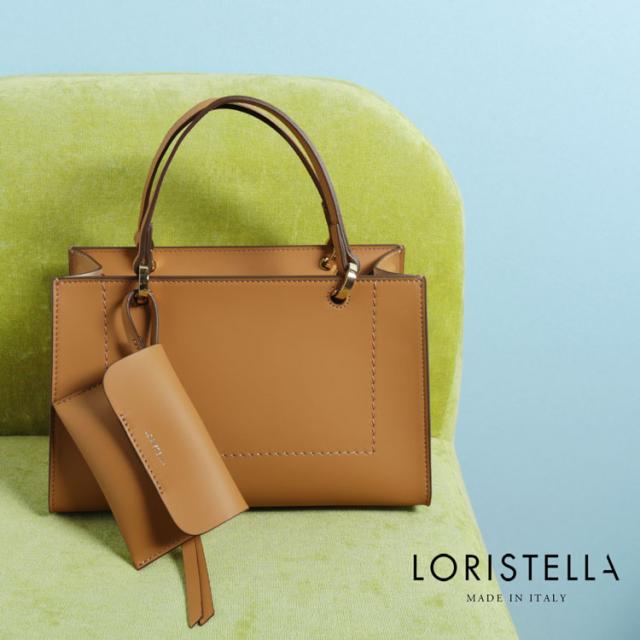 イタリア製 ブランド LORISTELLA 牛革 2wayバッグ キャメル