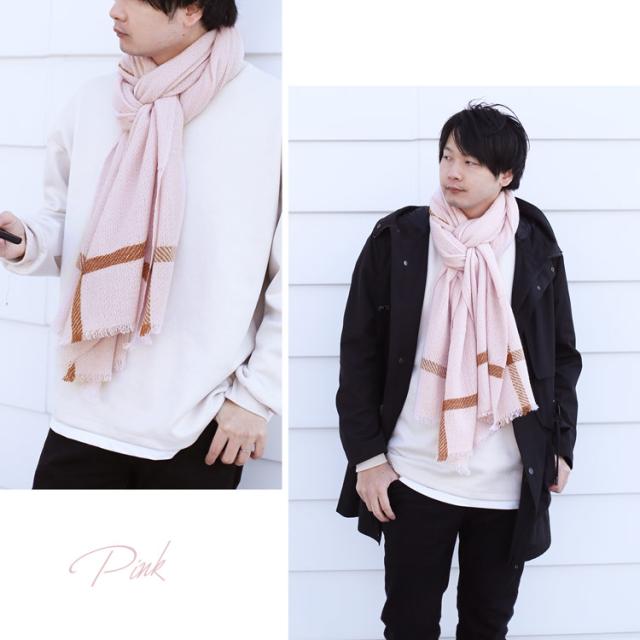 カシミヤ 100% 大判ストール ピンク