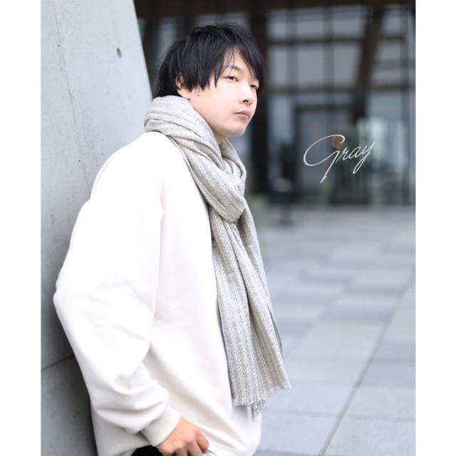 カシミヤ 100% 大判ストール グレー