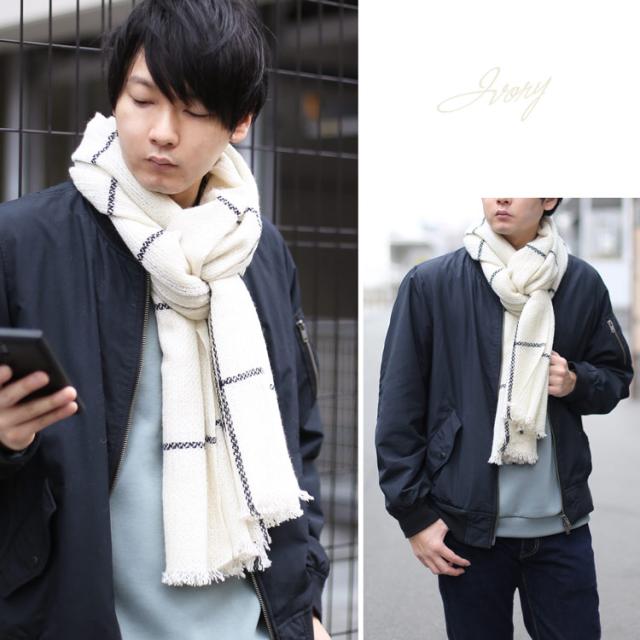 カシミヤ 100% 大判ストール アイボリー