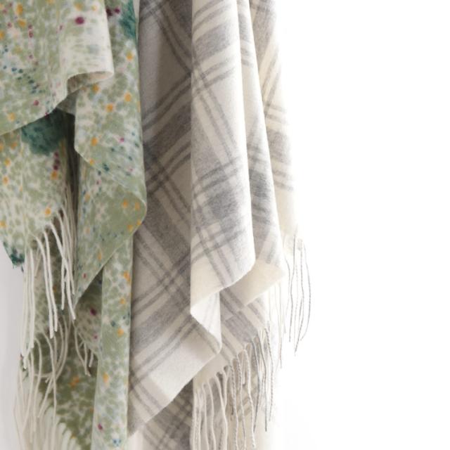 カシミヤ 100% バスケット織 ストール