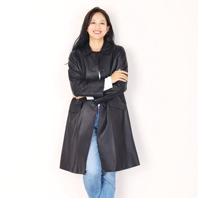 ラムレザー ステンカラー コート