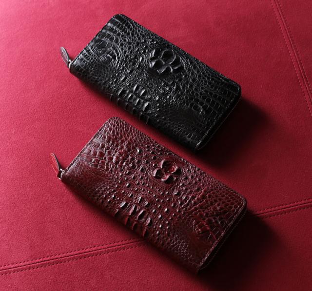 クロコダイル マット ホーンバック L字ファスナー 長財布
