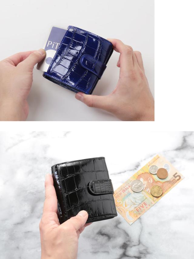 シャイニング クロコダイル コンパクト 財布 レディース