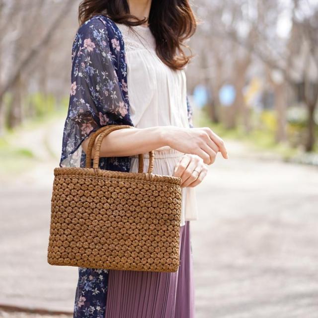 山ぶどう カゴバッグ 籠 トート 六角花編み