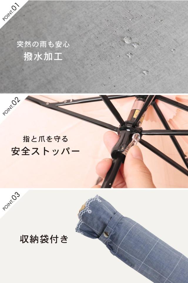 折りたたみ 日傘 綿 晴雨兼用