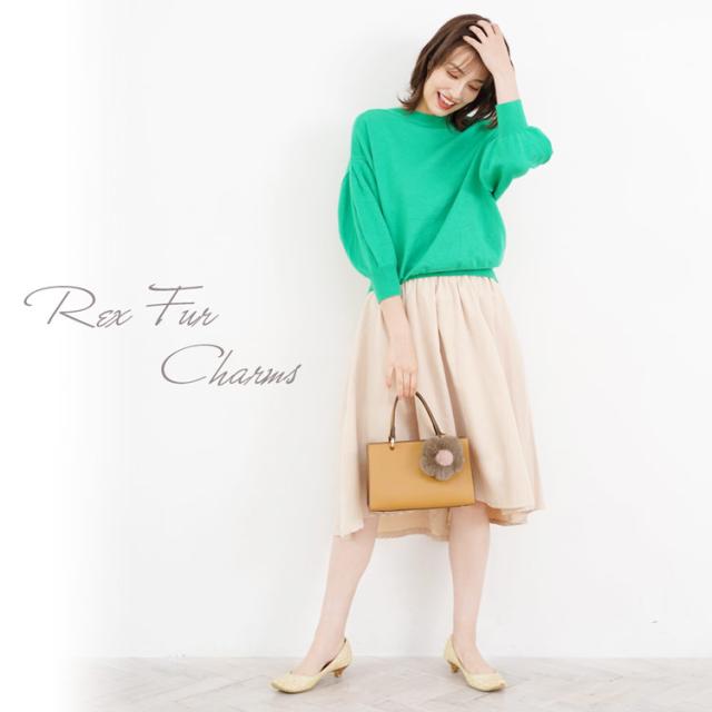 お花 フラワー ファー キーホルダー