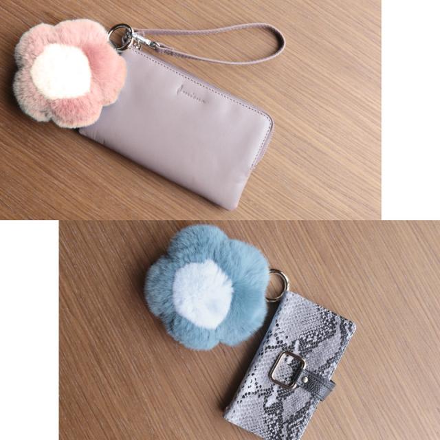 お花 フラワー ファー キーホルダー