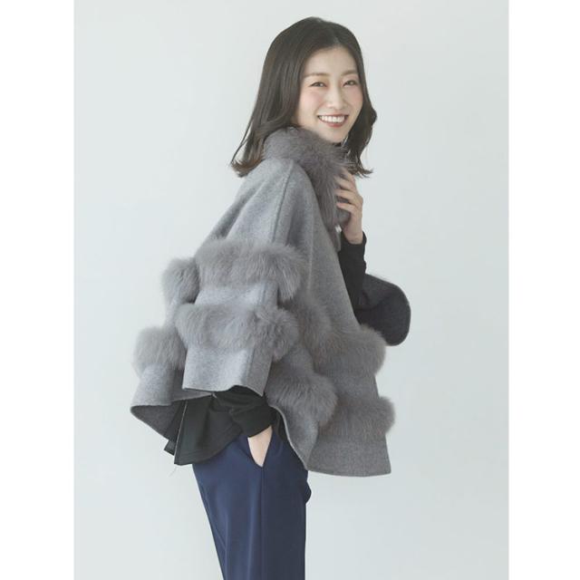 ゆったり ケープ グレー