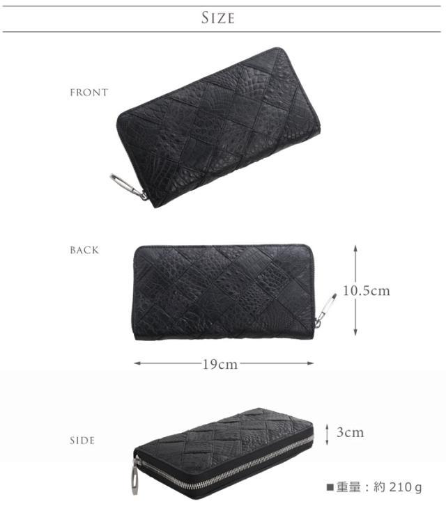 クロコダイル ラウンドファスナー 長財布 レディース メッシュ デザイン