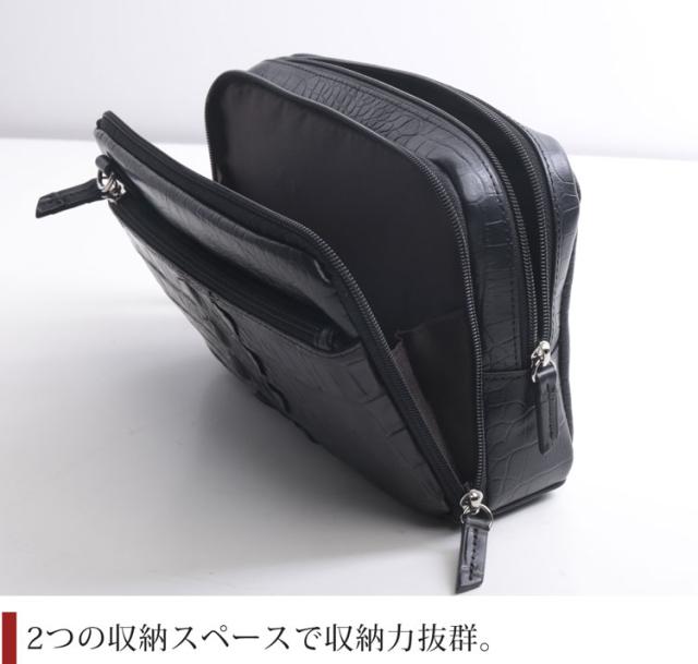 ナイル クロコダイル ホーンバック 牛革 2way バッグ ショルダーバッグ クラッチバッグ レディース